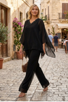 Load image into Gallery viewer, Two-Piece Formal Cold Shoulder Cape Pant Set By LA Merchandise LAV3463 - - Pant Suit LAV
