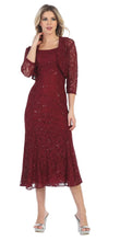 Load image into Gallery viewer, 2 piece mother of bride short dress - SF8863 - Burgundy - LA Merchandise