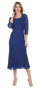 2 piece mother of bride short dress - SF8863 - Royal Blue - LA Merchandise