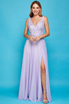 Load image into Gallery viewer, LA Merchandise LAL3003 A-Line Chiffon Applique Slit Long Formal Prom Dress