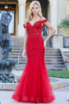 Load image into Gallery viewer, LA Merchandise LAL3005 Off-Shoulder Beaded Lace Corset Prom Gown