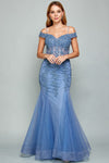 Load image into Gallery viewer, Prom Dresses Long Beaded Lace Formal Corset Prom Dress Slate Blue