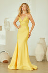 Load image into Gallery viewer, Elegant Rhinestone Embellished Mermaid Gown with Lace-Up Back – LAA3018 - YELLOW - Dress LAA