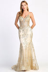 Load image into Gallery viewer, Prom Dresses Mermaid Long Formal Glitter Applique Prom Dress Champagne