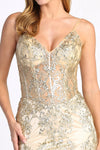 Load image into Gallery viewer, LA Merchandise LAL1021 Spaghetti Strap Glitter Fitted Short Dress - Champagne - Cocktail Dresses LAL