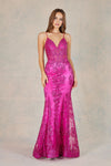 Load image into Gallery viewer, Prom Dresses Mermaid Long Formal Glitter Applique Prom Dress Fuchsia