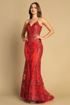 Load image into Gallery viewer, Prom Dresses Mermaid Long Formal Glitter Applique Prom Dress Red