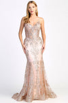 Load image into Gallery viewer, Prom Dresses Mermaid Long Formal Glitter Applique Prom Dress Rose Gold