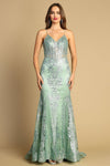 Load image into Gallery viewer, Prom Dresses Mermaid Long Formal Glitter Applique Prom Dress Sage