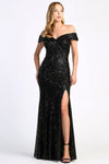 Load image into Gallery viewer, Prom Dresses Prom Long Fitted Sequin Slit Formal Dress Black