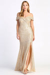 Load image into Gallery viewer, Prom Dresses Prom Long Fitted Sequin Slit Formal Dress Champagne