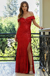 Load image into Gallery viewer, Prom Dresses Prom Long Fitted Sequin Slit Formal Dress Red