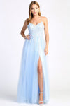 Load image into Gallery viewer, Prom Dresses Long Formal A Line Lace Applique Prom Dress Baby Blue