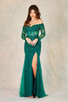 Load image into Gallery viewer, Prom Dresses Beaded Long Slit Formal Sequin Prom Dress   Emerald