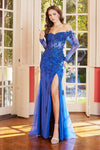 Load image into Gallery viewer, Prom Dresses Beaded Long Slit Formal Sequin Prom Dress   Royal Blue