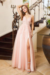 Load image into Gallery viewer, Prom Dresses Long Slit Prom A Line Lace fomal Dress Blush