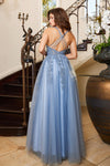 Load image into Gallery viewer, Prom Dresses Long Slit Prom A Line Lace fomal Dress Smoky Blue