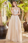 Load image into Gallery viewer, Prom Dresses A Line Floral Long Formal Prom Dress Nude