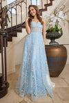Load image into Gallery viewer, Prom Dresses Prom A Line Floral Evening Formal Dress Light Blue