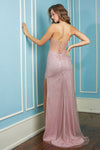 Load image into Gallery viewer, Prom Dresses Glitter Prom Fitted Long Slit Formal Dress Rose Gold