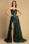 Load image into Gallery viewer, Prom Dresses Prom Long Glitter Print Overskirt Formal Dress Dark Emerald