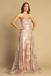 Load image into Gallery viewer, Prom Dresses Prom Long Glitter Print Overskirt Formal Dress Rose Gold
