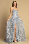 Load image into Gallery viewer, Prom Dresses Prom Long Glitter Print Overskirt Formal Dress Smoky Blue