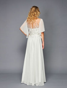 LA Merchandise LADK310 Ruffle Sleeves Mother Of The Bride Formal Gown