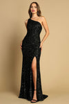 Load image into Gallery viewer, Prom Dresses Prom Fitted Long Formal Slit Sequin Dress Black