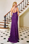 Load image into Gallery viewer, Prom Dresses Prom Fitted Long Formal Slit Sequin Dress Purple