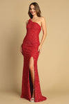 Load image into Gallery viewer, Prom Dresses Prom Fitted Long Formal Slit Sequin Dress Red