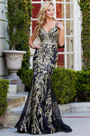 Load image into Gallery viewer, Prom Dresses Mermaid Long Formal Glitter Prin Prom Dress Black/Gold