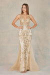 Load image into Gallery viewer, Prom Dresses Mermaid Long Formal Glitter Prin Prom Dress Champagne/Gold