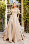 Load image into Gallery viewer, Prom Dresses Long Metallic Glitter Formal Feather Prom Dress Champagne