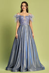Load image into Gallery viewer, Prom Dresses Long Metallic Glitter Formal Feather Prom DressPeriwinkle