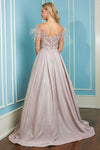 Load image into Gallery viewer, Prom Dresses Long Metallic Glitter Formal Feather Prom DressPeriwinkle