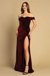 Load image into Gallery viewer, Prom Dresses Long Fitted Formal Corset Velvet Prom Dress Burgundy