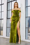 Load image into Gallery viewer, Prom Dresses Long Fitted Formal Corset Velvet Prom Dress Olive Green