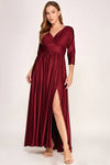 Load image into Gallery viewer, LAF3132 Wholesale 3/4 Sleeve Mother of the Bride Dress Empire Waist Satin Maxi Gown with Pockets