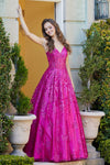 Load image into Gallery viewer, Prom Dresses A Line Long Glitter Prom Formal Dress Fuchsia