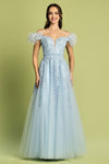Load image into Gallery viewer, Prom Dresses Long Glitter Applique Formal A Line Prom Dress Sky Blue