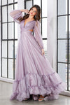 Load image into Gallery viewer, Prom Dresses A Line Tiered Long Formal Ruffle Prom Dress Mauve