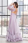 Load image into Gallery viewer, Prom Dresses A Line Tiered Long Formal Ruffle Prom Dress Light Blue
