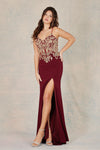 Load image into Gallery viewer, Prom Dresses Fitted Slit Long Formal Evening Prom Dress Burgundy/Gold