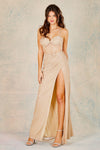 Load image into Gallery viewer, Prom Dresses Prom Long Slit Glitter Formal Dress  Champagne