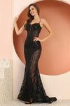 Load image into Gallery viewer, Prom Dresses Prom Fitted Slit Long Glitter Print Formal Dress Smoky Blue