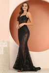 Load image into Gallery viewer, Prom Dresses Prom Fitted Slit Long Glitter Print Formal Dress  Dark Emerald