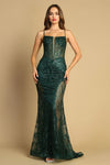 Load image into Gallery viewer, LA Merchandise LAL3160 Spaghetti Strap Glitter Print Fitted Prom Dress