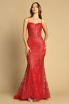 Load image into Gallery viewer, Prom Dresses Prom Fitted Slit Long Glitter Print Formal Dress Red