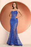 Load image into Gallery viewer, Prom Dresses Prom Fitted Slit Long Glitter Print Formal Dress Royal Blue
